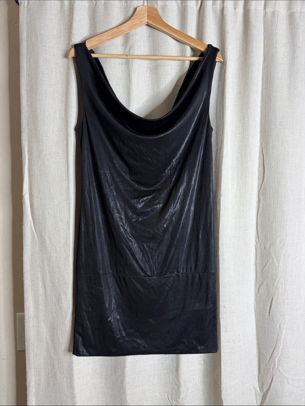 Essentials Black Cowl Neck Mini Dress